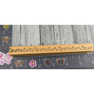 The Stamp Pad Ladybug Mushroom‎ Border Rubber Stamp Wood #M16